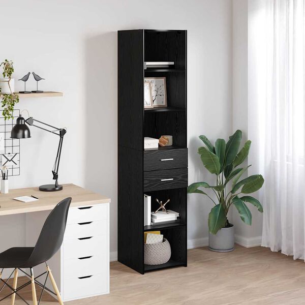 vidaXL Highboard Czarny Dąb 40 x 42,5 x 185 cm Materiał drewnopochodny