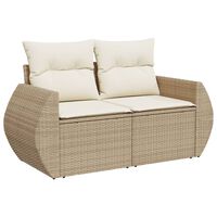 vidaXL Sofa ogrodowa z poduszkami, 2-osobowa, beż, polirattan