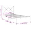 vidaXL Metalowa rama ł&oacute;żka z wezgłowiem, biała, 90x190 cm