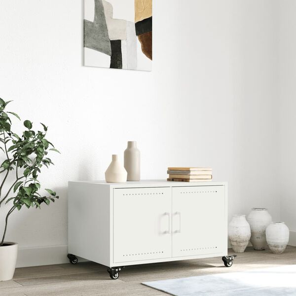 vidaXL Stolik kawowy, biały, 68x50x43,5 cm, stal