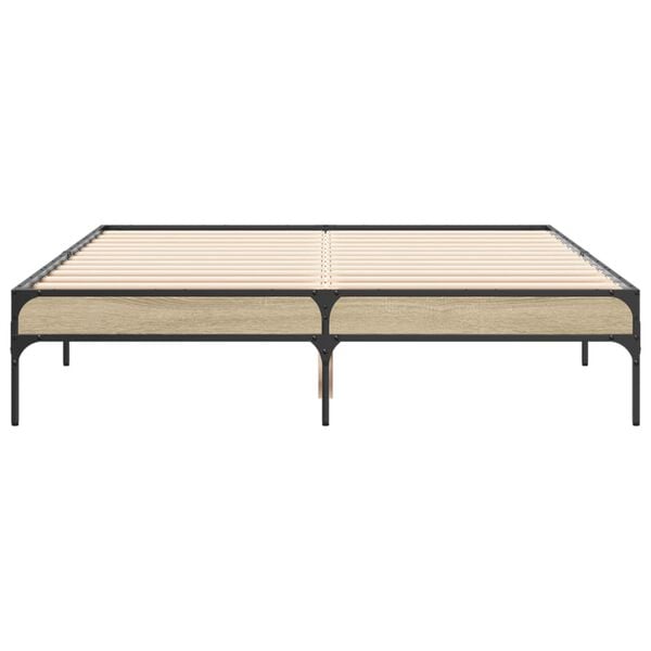 vidaXL Rama ł&oacute;żka, dąb sonoma, 140x190 cm, materiał drewnopochodny