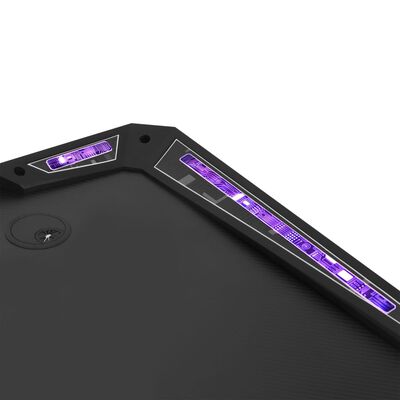vidaXL Biurko gamingowe z LED, czarne, 90x60x75 cm