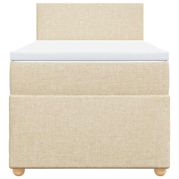 vidaXL Ł&oacute;żko kontynentalne z materacem, kremowe, tkanina, 80x200 cm