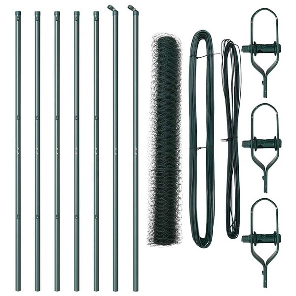 vidaXL Słupek ogrodzeniowy. Zielony 10 x 1 m (siatka 50 mm) Stal i PVC