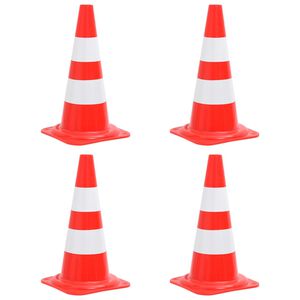 vidaXL Odblaskowe pachołki drogowe, 4 szt., czerwono-białe, 50 cm