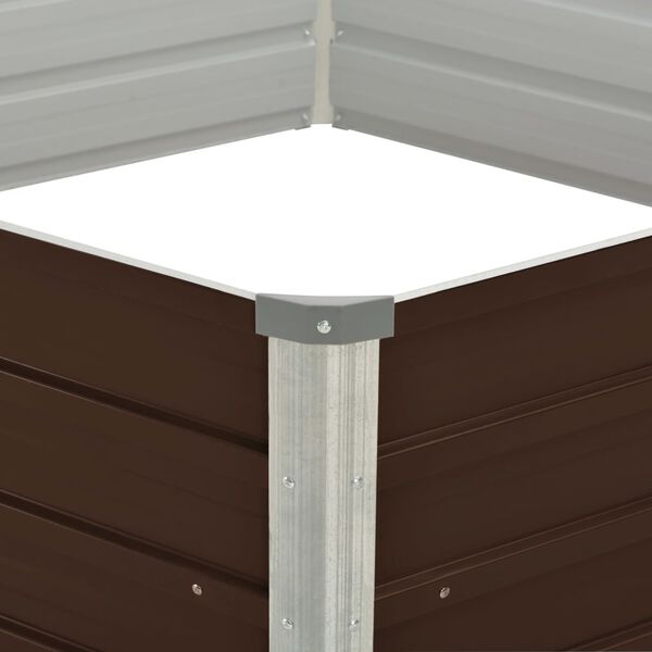 vidaXL Donica do podniesionej grządki, brązowa, 129x129x45 cm, stal