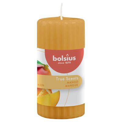 Bolsius Zapachowe świece pieńkowe, prążki, 6 szt., 120x58 mm, mango
