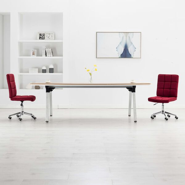 vidaXL Krzesła stołowe, 2 szt., czerwone wino, tapicerowane tkaniną