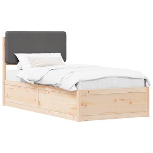 vidaXL Ramka ł&oacute;żka z tapicerowanym wezgłowiem Ciemnoszary 100 x 200 cm