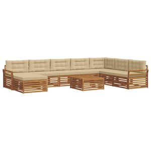 vidaXL Zestaw sof na zewnątrz z poduszką 9 pcs Naturalny i Beżowy