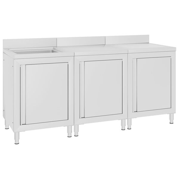 vidaXL Szafka gastronomiczna ze zlewem, 180x60x96 cm, stal nierdzewna