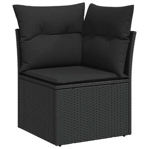 vidaXL Narożna sofa ogrodowa z poduszkami, czarny polirattan