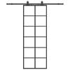 vidaXL Drzwi przesuwne z zestawem okuć czarne 76x205 cm ESG szkło