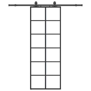 vidaXL Drzwi przesuwne z zestawem okuć czarne 76x205 cm ESG szkło