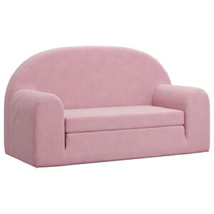 vidaXL 2-os. sofa dla dzieci, rozkładana, r&oacute;żowa, miękki plusz