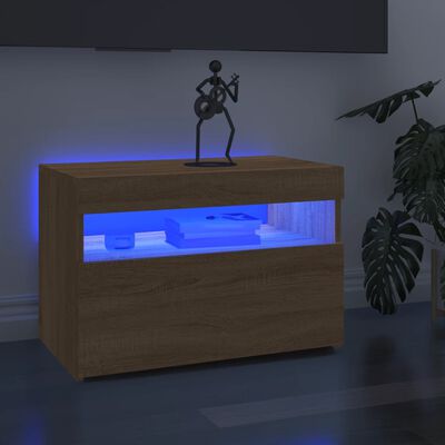 vidaXL Szafka pod TV z oświetleniem LED, dąb sonoma, 60x35x40 cm
