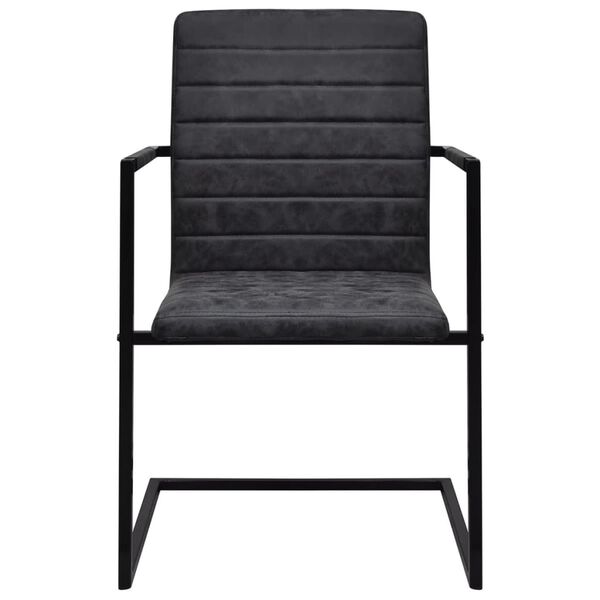 vidaXL Krzesła stołowe, wspornikowe, 4 szt., czarne, sztuczna skóra