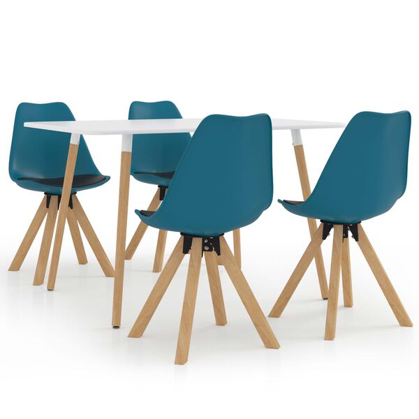 vidaXL 5-częściowy zestaw obiadowy 120x60 cm turkusowo-czarny