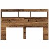 vidaXL Zagł&oacute;wek z p&oacute;łkami i LED, stare drewno, 160x17x102 cm