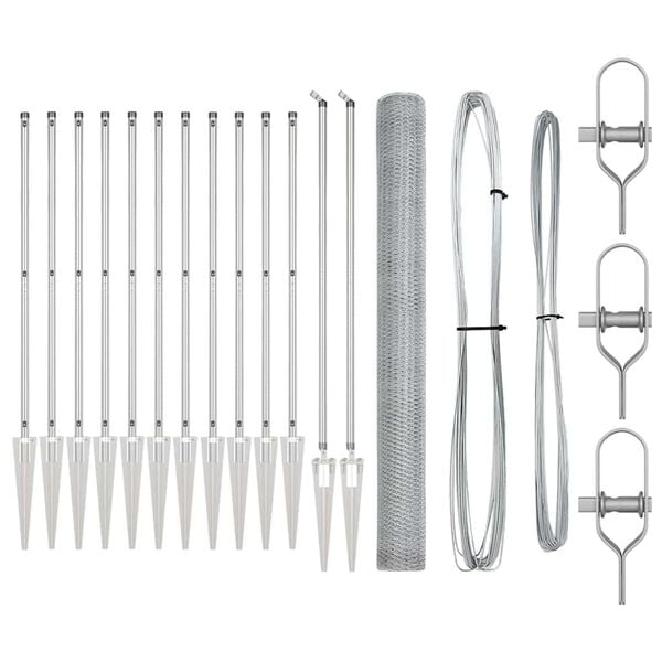 vidaXL Słupek ogrodzeniowy. Srebrny 25 x 1,6 m (25 mm siatka) Stal