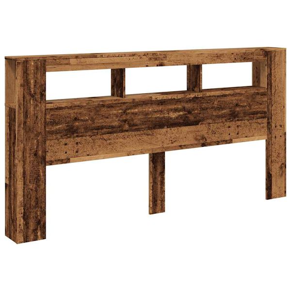 vidaXL Wezgłowie ł&oacute;żka z LED, stare drewno, 200x18,5x103,5 cm