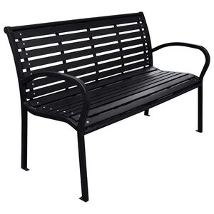 vidaXL Ławka ogrodowa, czarna, 116 cm, stal i WPC