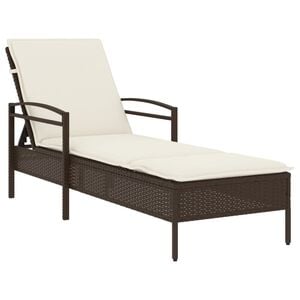 vidaXL Leżanka z poduszką, brązowa, 63x200x81 cm, polirattan