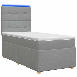 vidaXL Ł&oacute;żko kontynentalne z materacem jasnoszary 80 x 200 cm tkanina