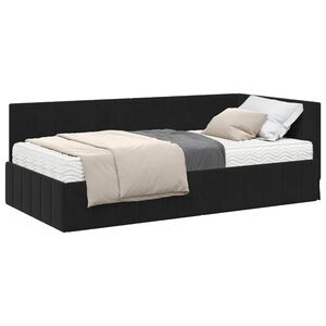vidaXL Rama Ł&oacute;żka Narożnego z Materacem 2 szt. Czarny 90 x 200 cm