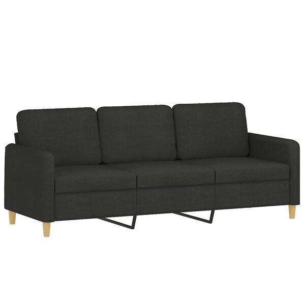 vidaXL 3-osobowa sofa z poduszkami, czarna, 180 cm, tkanina