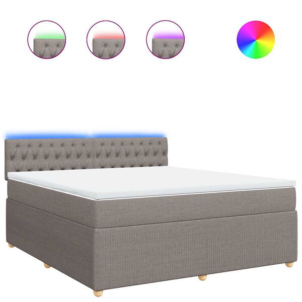 vidaXL Ł&oacute;żko kontynentalne z materacem, taupe, tkanina, 180x200 cm