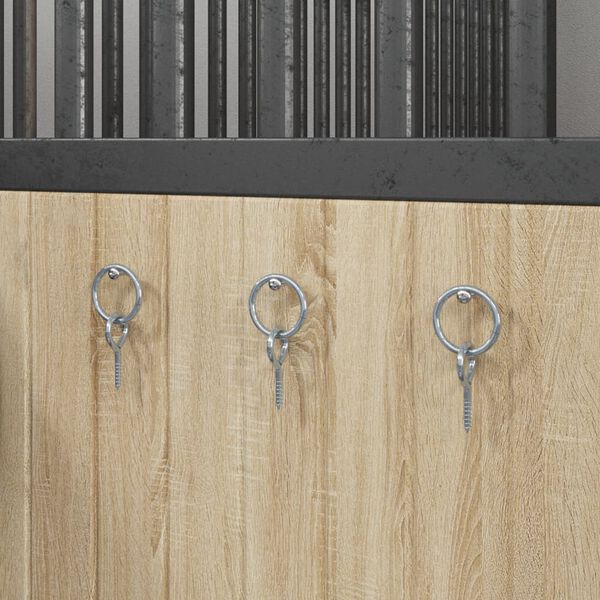 vidaXL Pierścienie do przywiązywania koni z śrubami oczkowymi, 3 szt., srebrne, stalowe