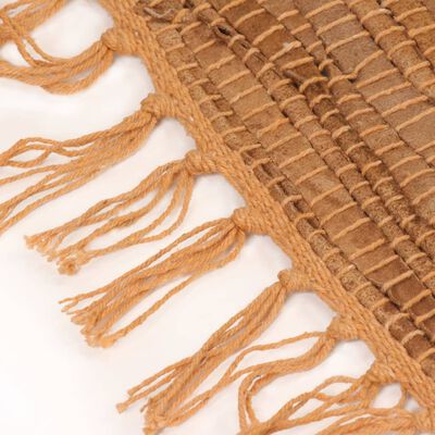 vidaXL Ręcznie tkany dywanik Chindi, skóra, 160x230 cm, jasnobrązowy
