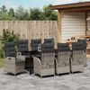 vidaXL Zestaw do jadalni w ogrodzie 9 pcs Jasnoszary polirattan