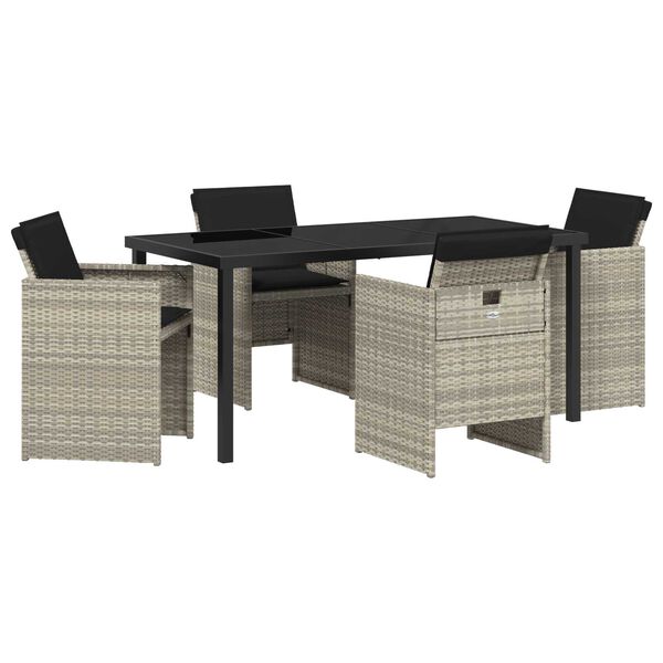 vidaXL Zestaw do jadalni w ogrodzie 5 pcs Jasnoszary polirattan