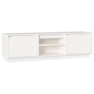 vidaXL Szafka pod telewizor, biała, 140x35x40 cm, lite drewno sosnowe