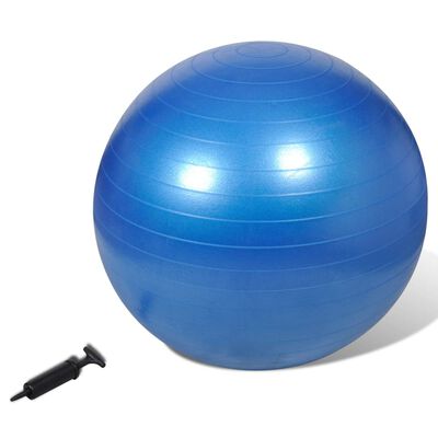Piłka fitness, niebieska z pompką (65 cm).