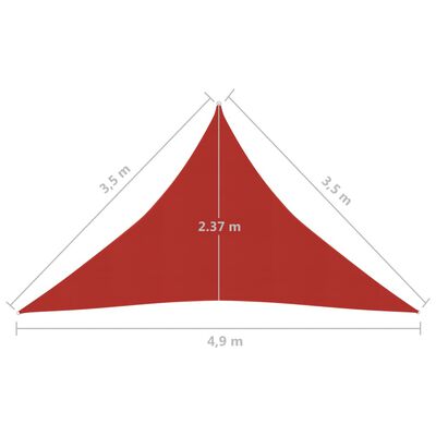 vidaXL Żagiel przeciwsłoneczny, 160 g/m², czerwony, 3,5x3,5x4,9m, HDPE