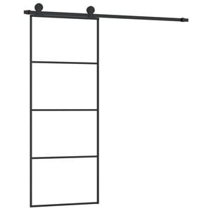 vidaXL Drzwi przesuwne z osprzętem, szkło ESG i aluminium, 76x205 cm