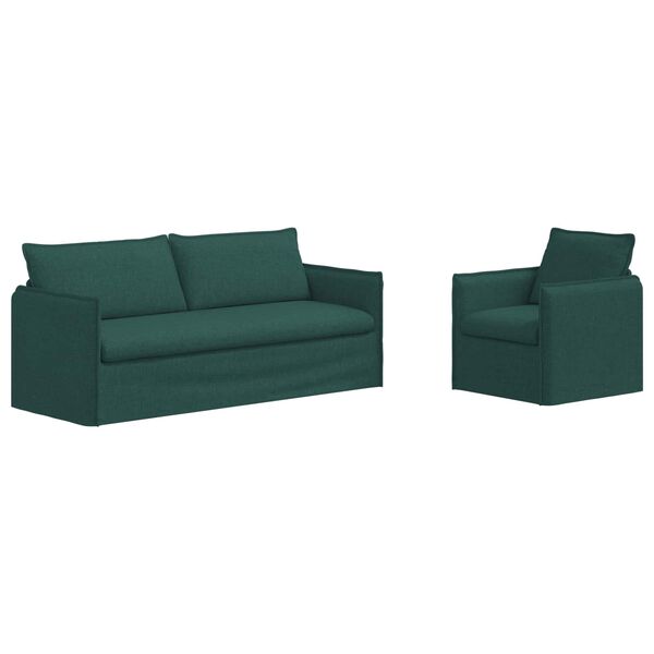 vidaXL Sofa 2 pcs Ciemna zieleń 196 x 82 x 85 cm tkanina