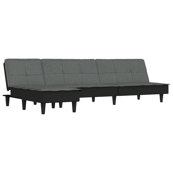 vidaXL Sofa rozkładana L, ciemnoszara, 255x140x70 cm, tkanina