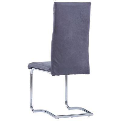 vidaXL Krzesła stołowe, wspornikowe, 4 szt., szare, sztuczny zamsz