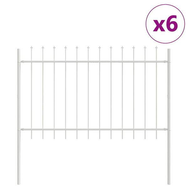 vidaXL Ogrodzenie Ogrodowe 6 pcs Biały 10,2 x 0,8 m