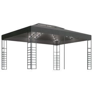 vidaXL Altana ze sznurem lampek LED, 3x4 m, antracytowa