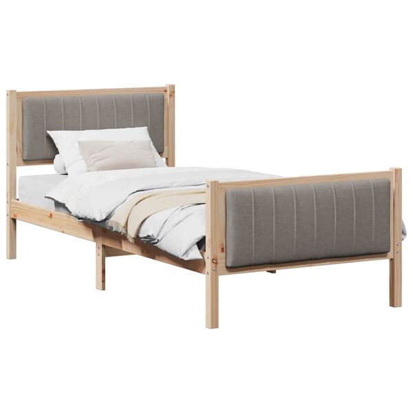 vidaXL Rama ł&oacute;żka Brązowy i taupe 90 x 200 cm Lite drewno sosnowe