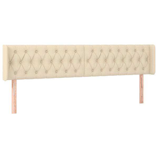 vidaXL Zagł&oacute;wek uszak, kremowy, 183x16x78/88 cm, tkanina