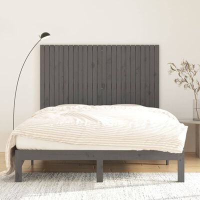 vidaXL Wezgłowie łóżka, szare, 159,5x3x110 cm, lite drewno sosnowe