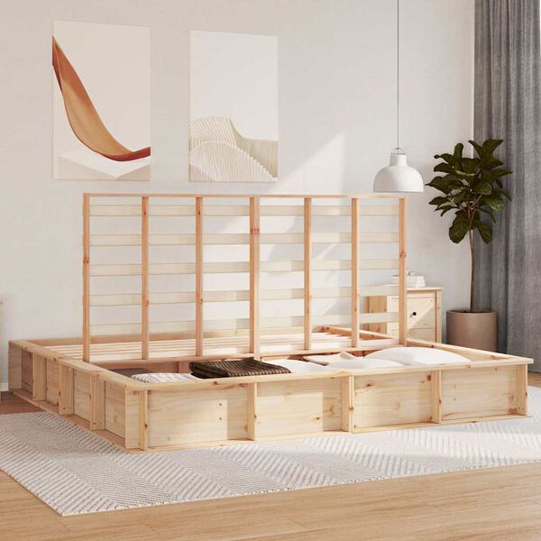 vidaXL Ramka ł&oacute;żka Brązowy 180 x 200 cm Lite drewno sosnowe