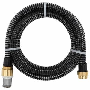 vidaXL Wąż ssący z mosiężnymi złączami, czarny, 1,1" 3 m, PVC