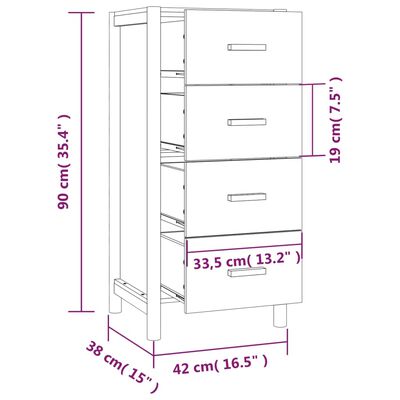 vidaXL Wysoka szafka, biała, 42x38x90, materiał drewnopochodny